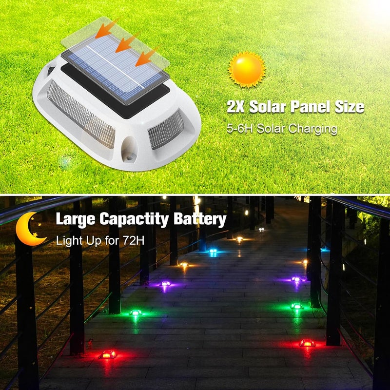 VOLISUN Solar Driveway Lights Dock Deck Lights 4 Pack,9 Colors in 1 Led IP67 Waterproof Outdoor Warning Step Lights for Driveway Sidewalk Pathway RGB - Image 2